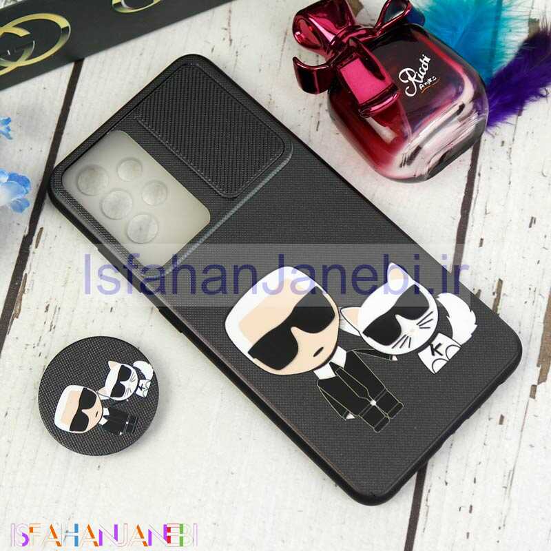 اصفهان جانبی-قاب طرحدار محافظ لنزدار کشویی + پاپ سوکت طرح Boss Cat سامسونگ A32 4G سری C