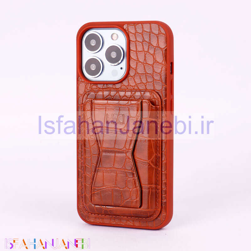 اصفهان جانبی-قاب HBD چرمی جاکارتی هولدردار iPhone 13 Pro قهوه ای