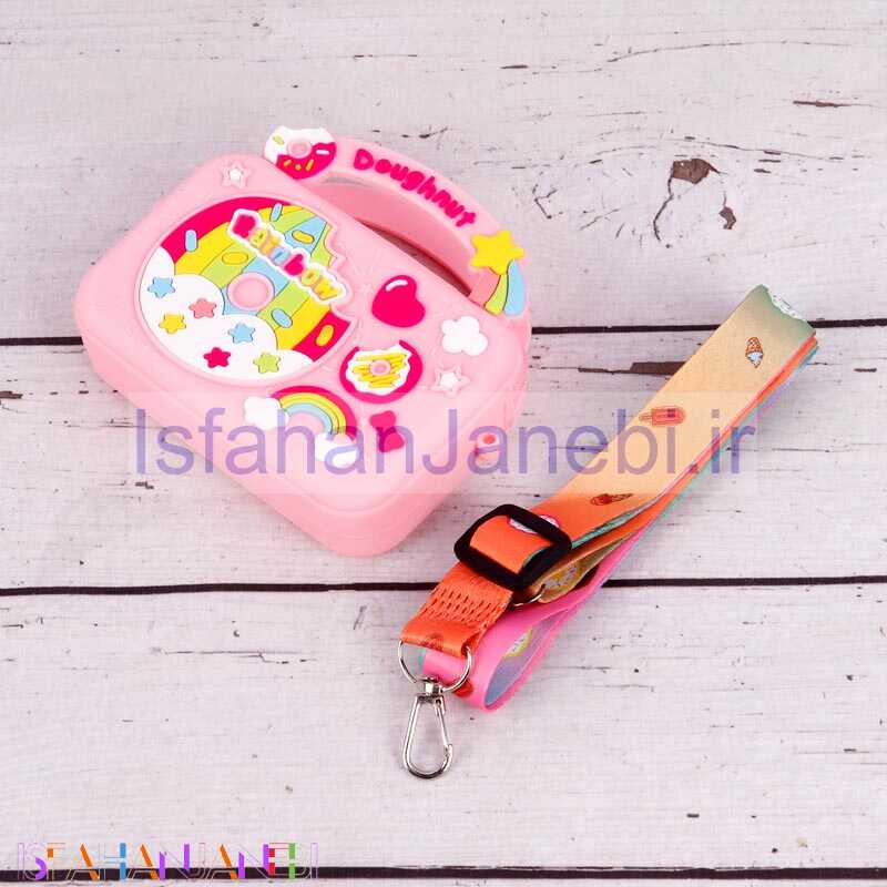 اصفهان جانبی-کیف هندزفری سیلیکونی بنددار چمدانی Rainbow