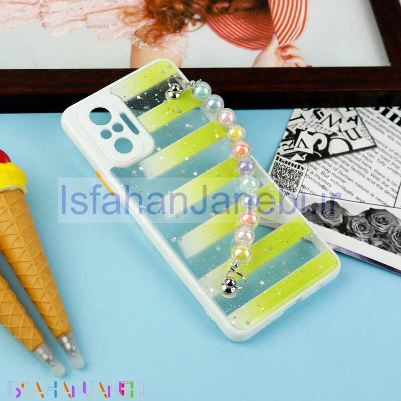 اصفهان جانبی-قاب فانتزی بند مرواریدی محافظ لنزدار Xiaomi Redmi Note 10 Pro