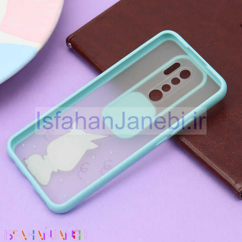 اصفهان جانبی-قاب محافظ لنز دار کشویی طرحدار سبزآبی Xiaomi Redmi 9