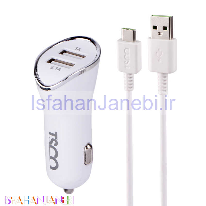 اصفهان جانبی-شارژر فندکی TSCO TCG31 2.1A 10.5W + کابل تایپ سی