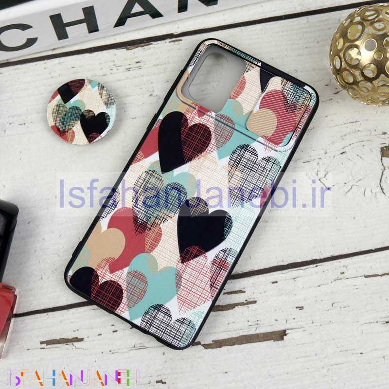 اصفهان جانبی-قاب طرحدار محافظ لنزدار کشویی + پاپ سوکت طرح قلبی سامسونگ A02 سری B