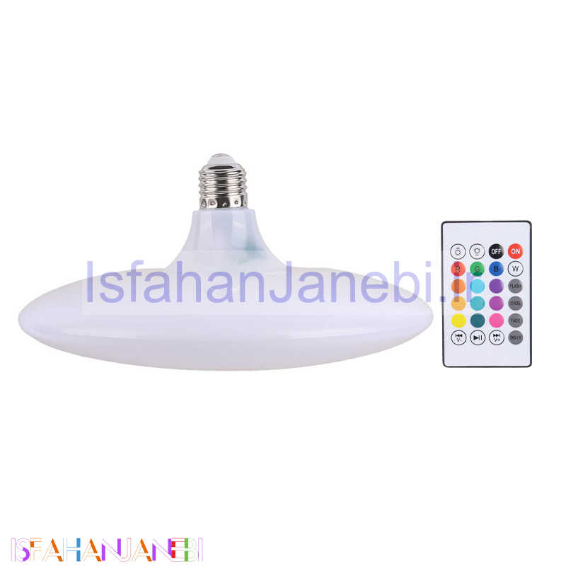 اصفهان جانبی-لامپ LED اسپیکر دار بلوتوثی UFO 48W E27 + ریموت کنترل