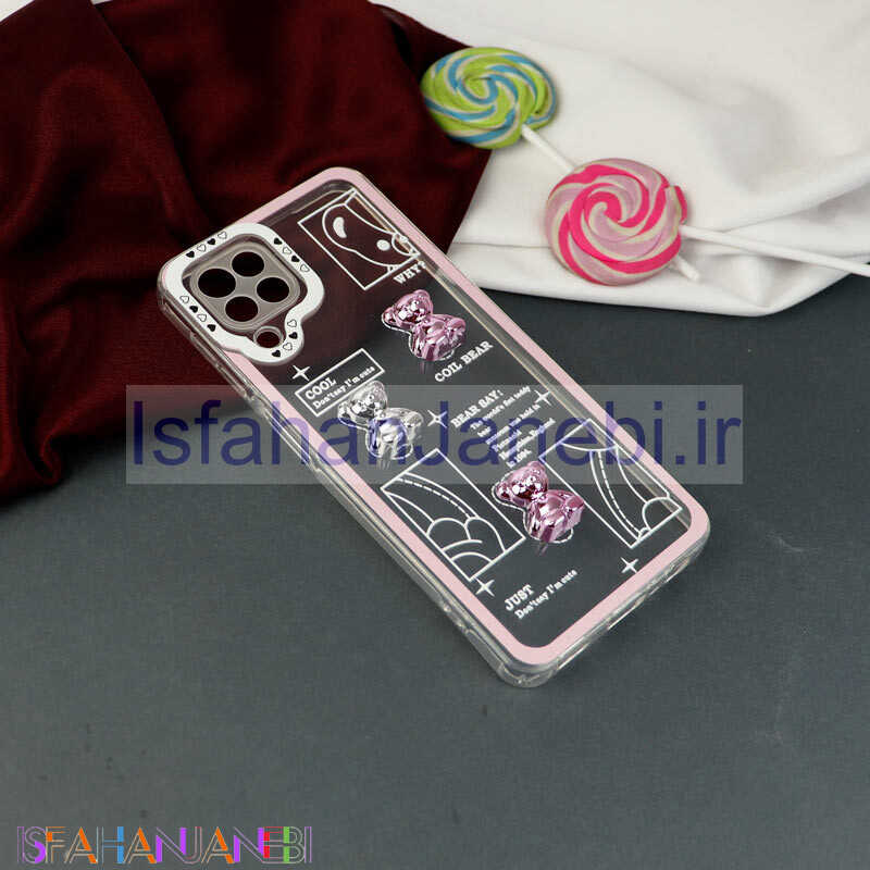 اصفهان جانبی-قاب عروسکی خرس نقره ای محافظ لنزدار Samsung Galaxy A22 4G