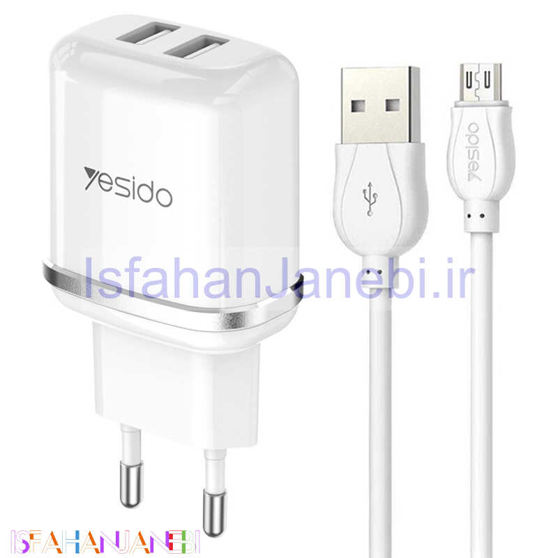 اصفهان جانبی-شارژر دیواری Yesido YC26 + کابل میکرو یو اس بی