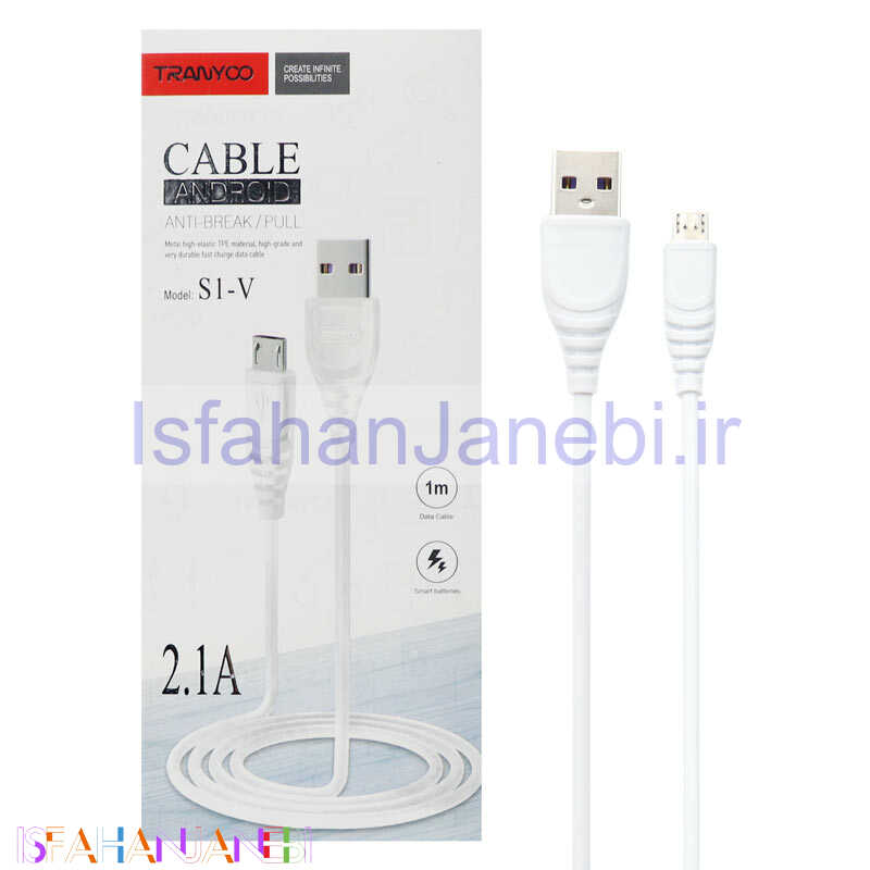 اصفهان جانبی-کابل میکرو یو اس بی Tranyoo S1-V 2.1A 1m