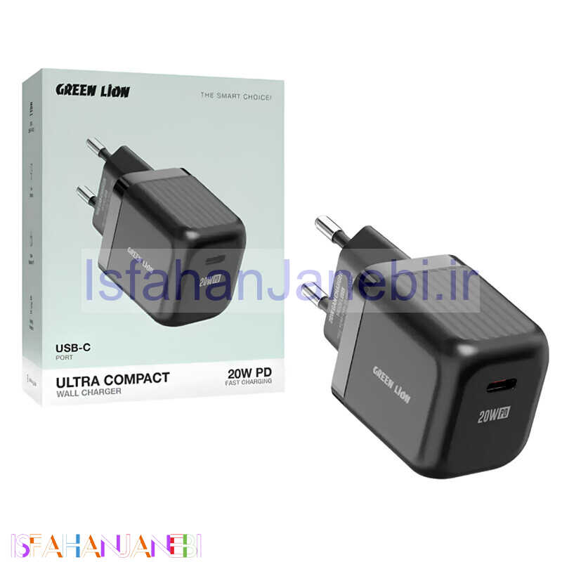 اصفهان جانبی-شارژر دیواری 20 وات گرین لاین Ultra Compact GL-WC30 GaN PD 3A