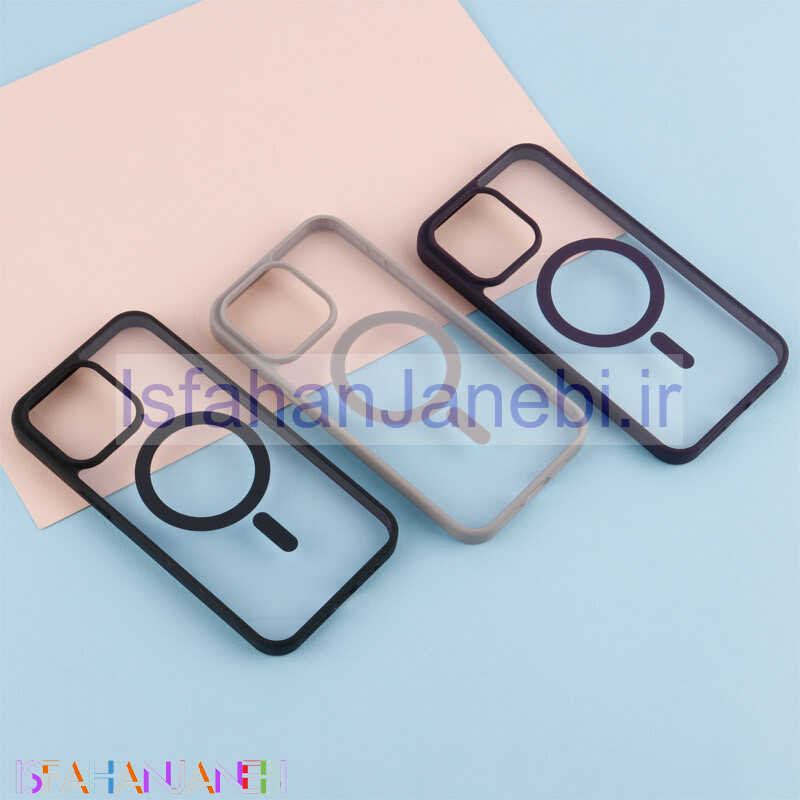 اصفهان جانبی-قاب PC شفاف دور رنگی مگ سیف iPhone 15 Pro Max