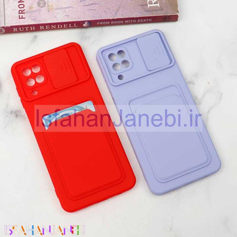 اصفهان جانبی-قاب سیلیکونی محافظ لنزکشویی جاکارتی دار Samsung A12 رنگی