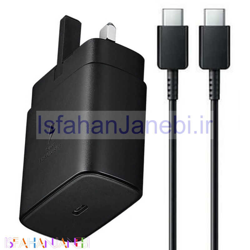 اصفهان جانبی-شارژر دیواری فست شارژ Samsung EP-TA845XBEGCN 3A PD 45W Type-C + کابل تبدیل تایپ سی