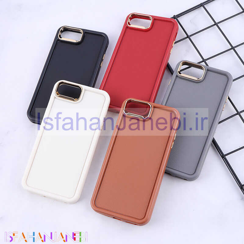 اصفهان جانبی-قاب سولید چرمی آیفون iPhone 6 Plus / 6s Plus دور محافظ متال