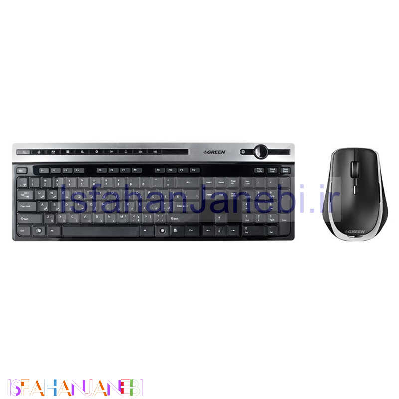 اصفهان جانبی-کیبورد و موس بی سیم گرین GKM505W