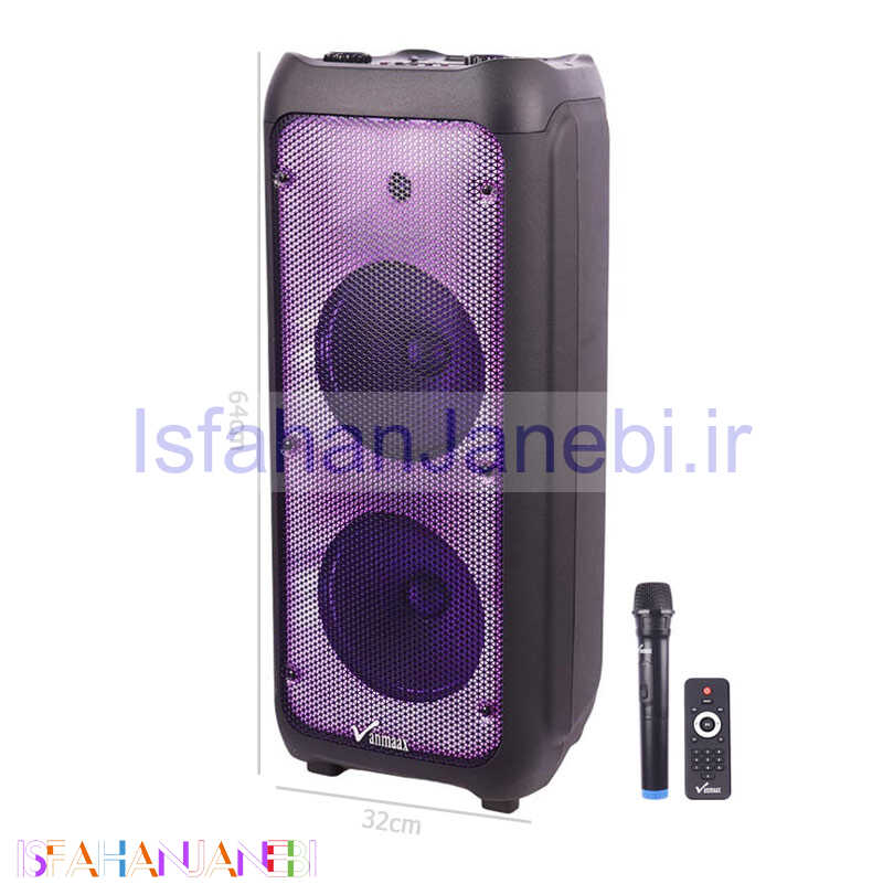 اصفهان جانبی-اسپیکر چمدانی بلوتوثی رم و فلش خور Vanmaax MAX-1100 + میکروفون و ریموت کنترل