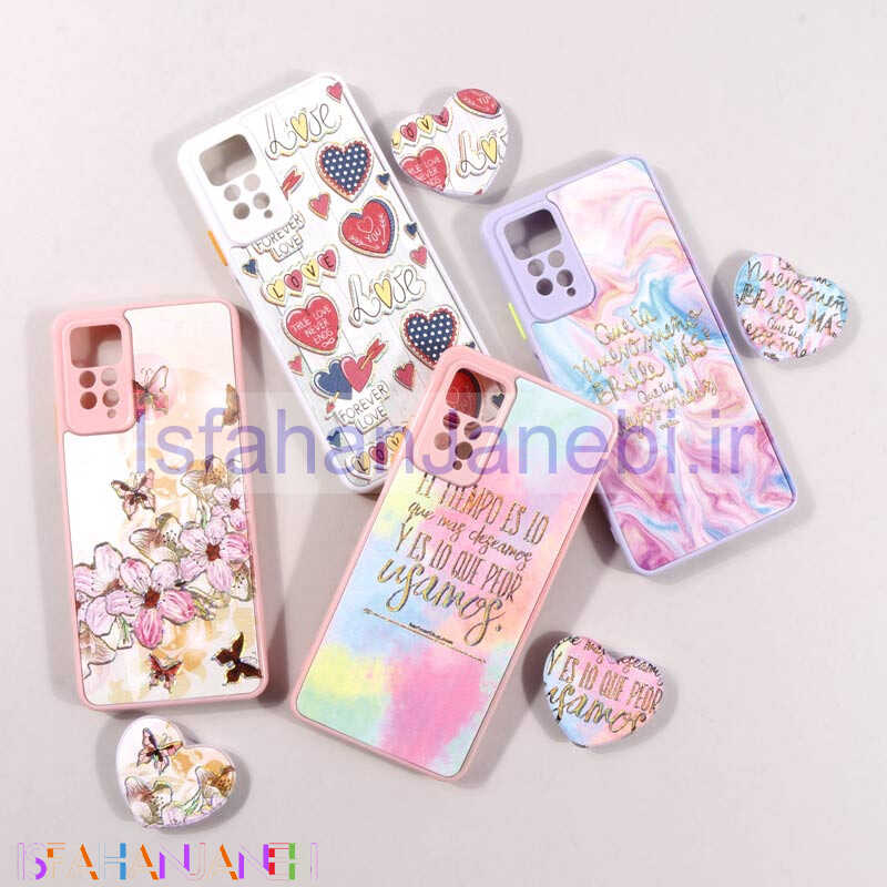 اصفهان جانبی-قاب طرحدار محافظ لنزدار + پاپ سوکت قلبی Xiaomi Redmi Note 11 Pro