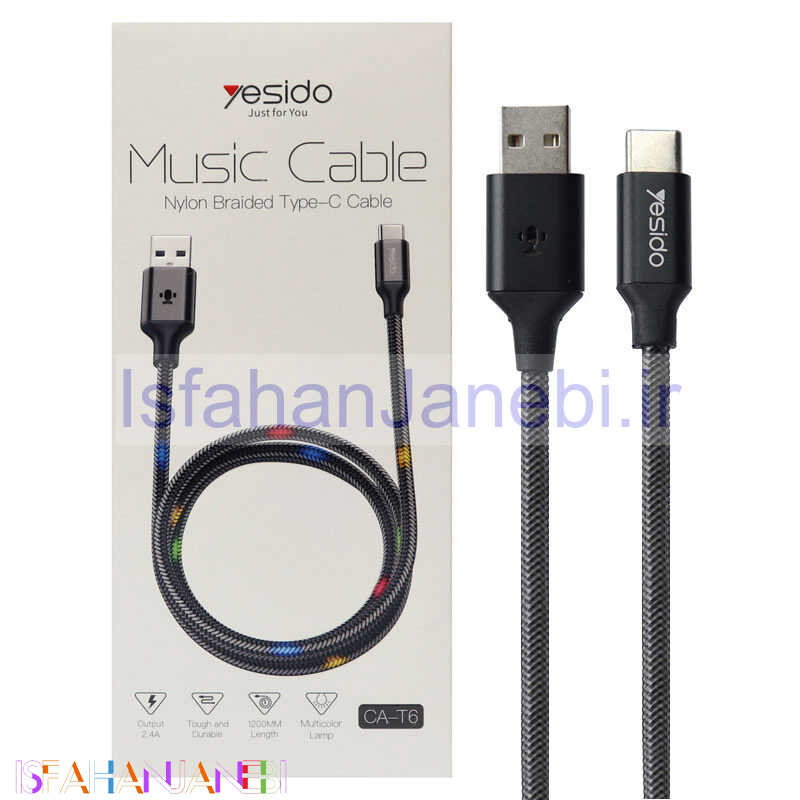 اصفهان جانبی-کابل Yesido CA-T6 2.4A 1.2m Type-C