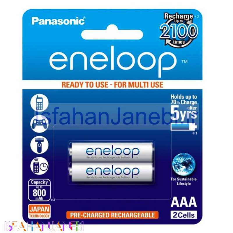 اصفهان جانبی-باتری 2 تایی نیم قلمی شارژی Panasonic Eneloop BK-4MCCE