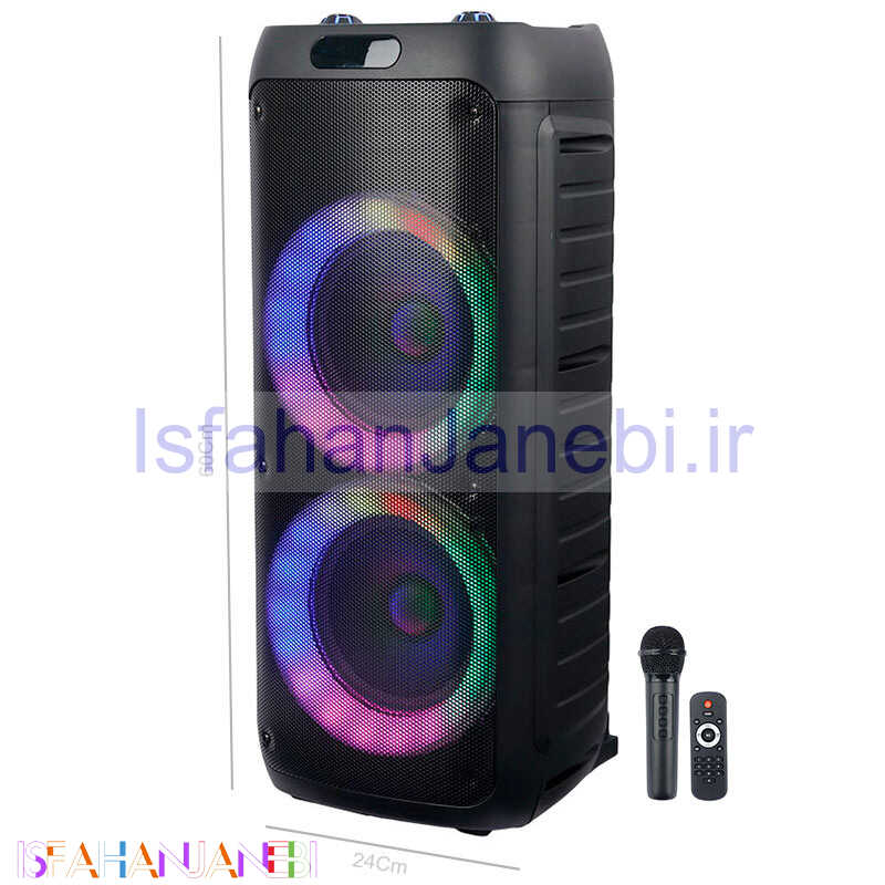 اصفهان جانبی-اسپیکر چمدانی بلوتوثی رم و فلش خور Sing-E ZQS8235 + میکروفون و ریموت کنترل