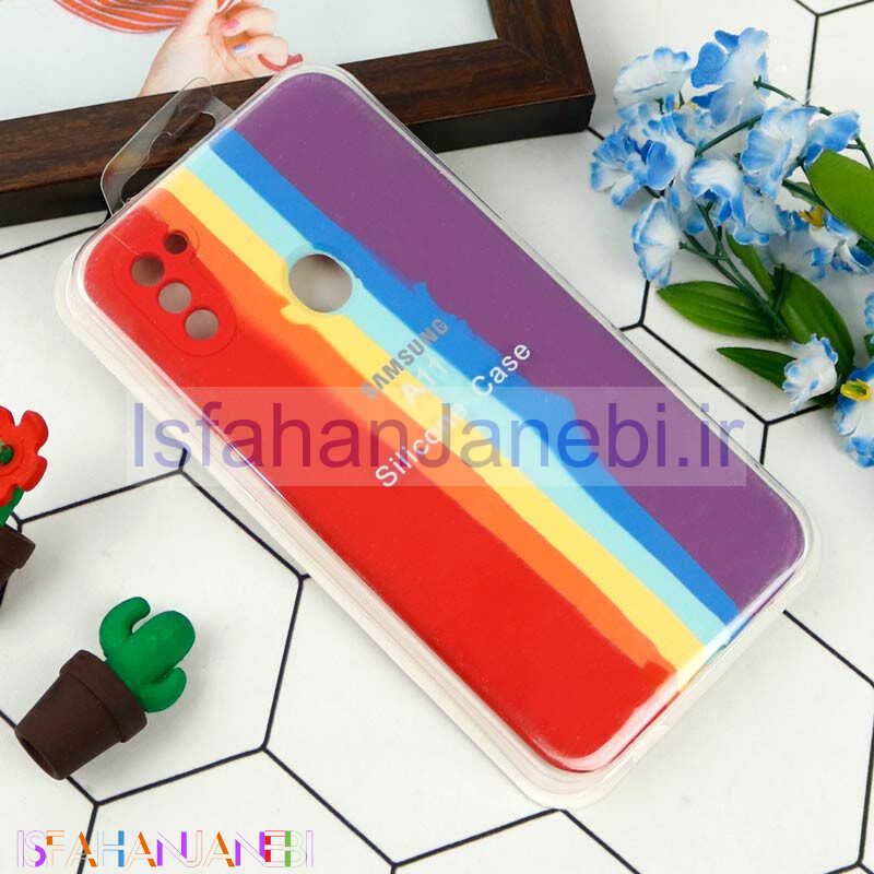 اصفهان جانبی-قاب محافظ لنزدار سیلیکونی اورجینال رنگین کمانی Samsung Galaxy A11