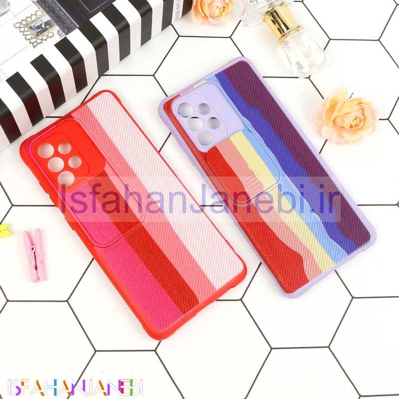 اصفهان جانبی-قاب سیلیکونی رنگین کمانی محافظ لنزدار کشویی Samsung A72