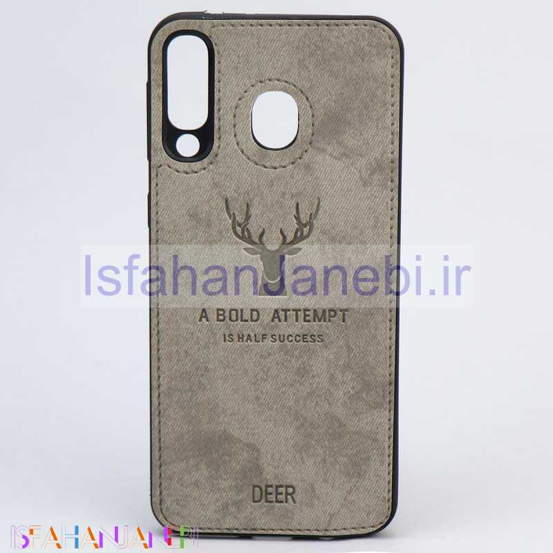 اصفهان جانبی-قاب چرمی طرح گوزن Samsung M30 طوسی