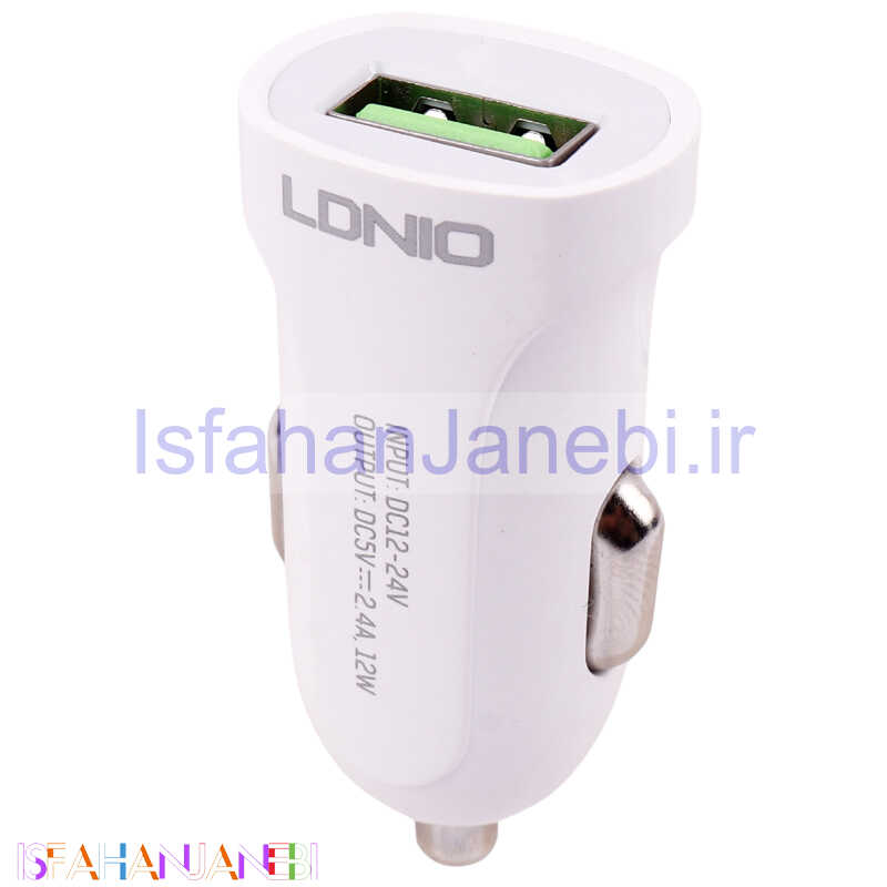 اصفهان جانبی-شارژر فندکی فست شارژ Ldnio DL-C17 2.4A 12W + کابل تایپ سی