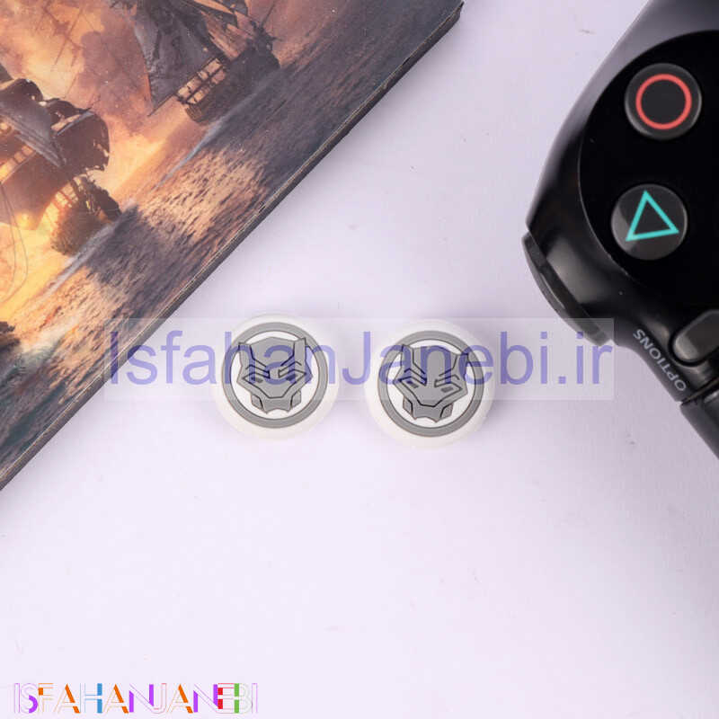 اصفهان جانبی-روکش آنالوگ دسته بازی Play Station/XBOX طرح Black Panther سفید طوسی