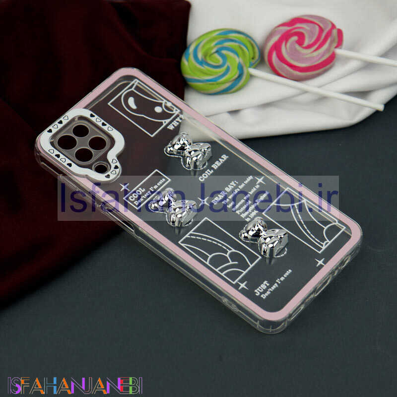 اصفهان جانبی-قاب عروسکی خرس نقره ای محافظ لنزدار Samsung Galaxy A12