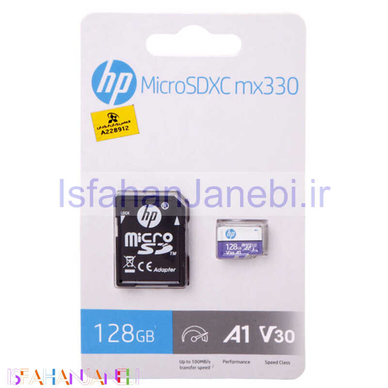 اصفهان جانبی-رم میکرو 128 گیگ اچ پی HP MX330 A1 V30 U3 C10 100MB/s + خشاب