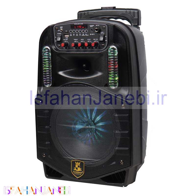اصفهان جانبی-اسپیکر چمدانی بلوتوثی رم و فلش خور AVCROWNS CH-86 + میکروفن و ریموت کنترل