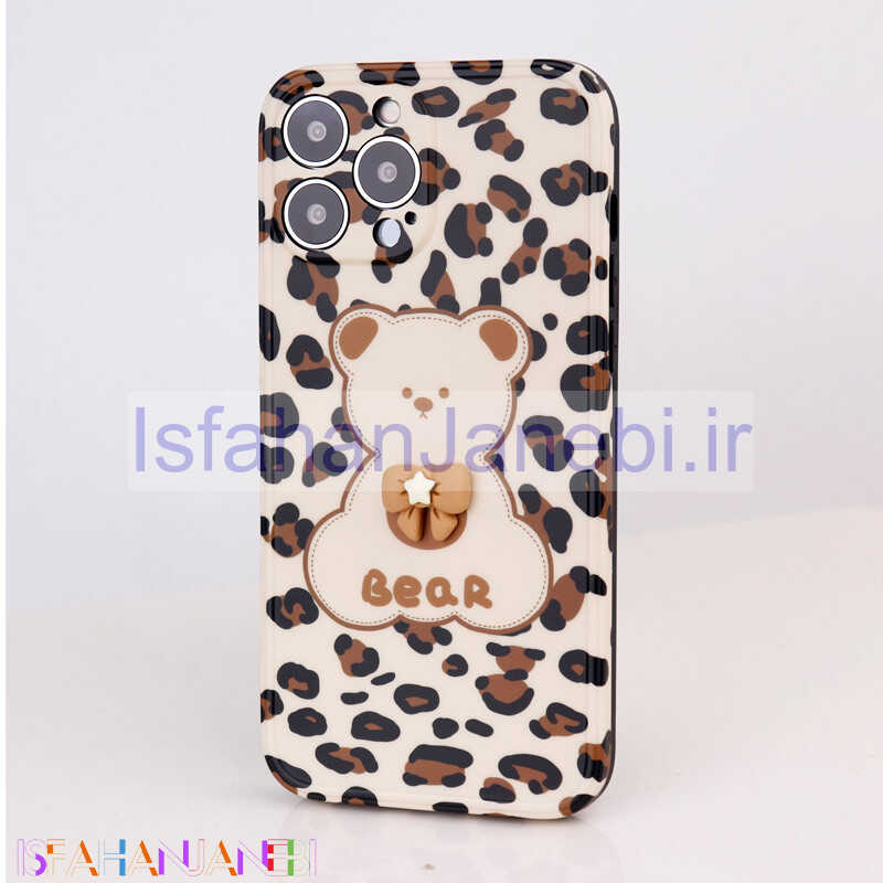 اصفهان جانبی-قاب طرحدار پلنگی Bear محافظ لنزدار iPhone 13 Pro Max