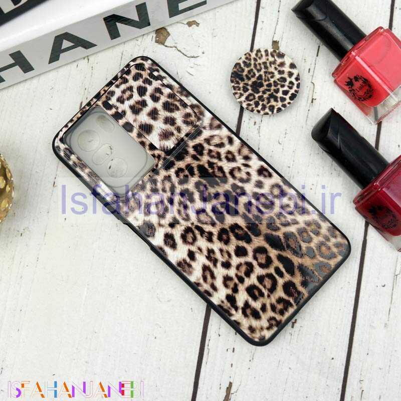 اصفهان جانبی-قاب طرحدار محافظ لنزدار کشویی + پاپ سوکت طرح پلنگی شیائومی Poco F3 سری B