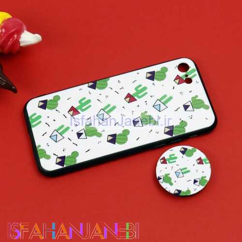 اصفهان جانبی-قاب فانتزی برجسته + پاپ سوکت طرح کاکتوس iPhone 7/8 سری D