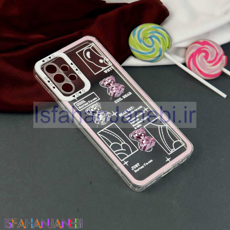اصفهان جانبی-قاب عروسکی خرس نقره ای محافظ لنزدار Samsung Galaxy A32 4G