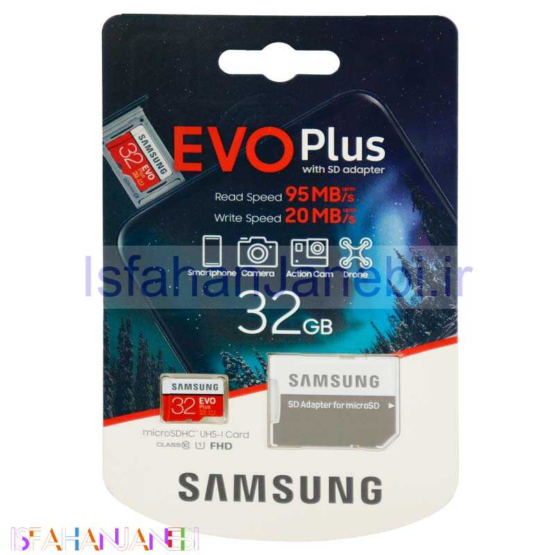 اصفهان جانبی-رم میکرو 32 گیگ سامسونگ Samsung Evo Plus U1 C10 95MB/s + خشاب