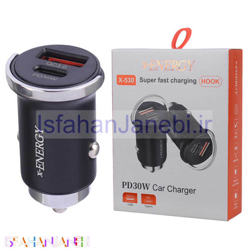 اصفهان جانبی-شارژر فندکی فست شارژ X-Energy X-530 3A QC3.0 PD 30W