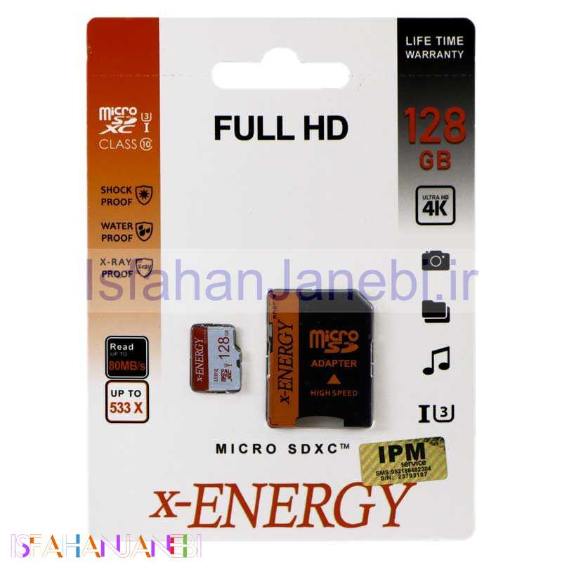 اصفهان جانبی-رم میکرو 128 گیگ ایکس انرژی X-ENERGY U3 80MB/s + خشاب