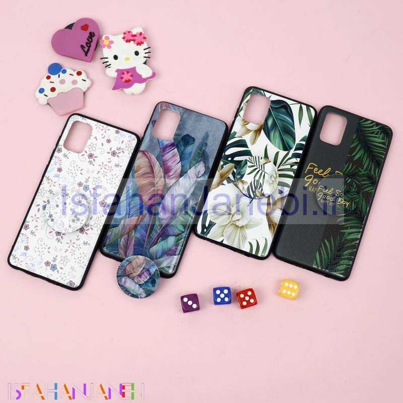 اصفهان جانبی-قاب فانتزی برجسته + پاپ سوکت طرح گل سامسونگ A31/A51 سری D