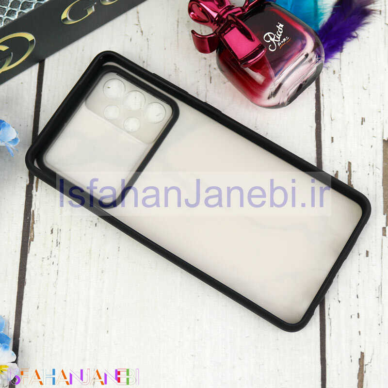 اصفهان جانبی-قاب طرحدار محافظ لنزدار کشویی + پاپ سوکت طرح سنگی سفید سامسونگ Samsung Galaxy A52 / A52s سری C