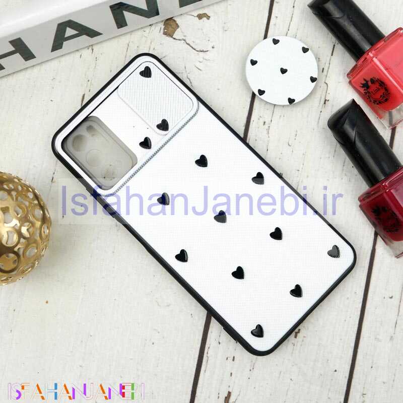 اصفهان جانبی-قاب طرحدار محافظ لنزدار کشویی + پاپ سوکت طرح قلب مشکی شیائومی Poco M3 Pro سری B