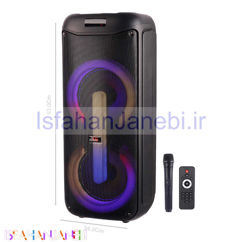 اصفهان جانبی-اسپیکر چمدانی بلوتوثی رم و فلش خور GY-5049 + میکروفون و ریموت کنترل