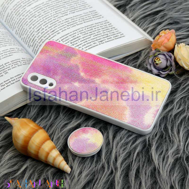 اصفهان جانبی-قاب چرمی هولوگرامی پاپ سوکت دار Samsung Galaxy A02 سفید