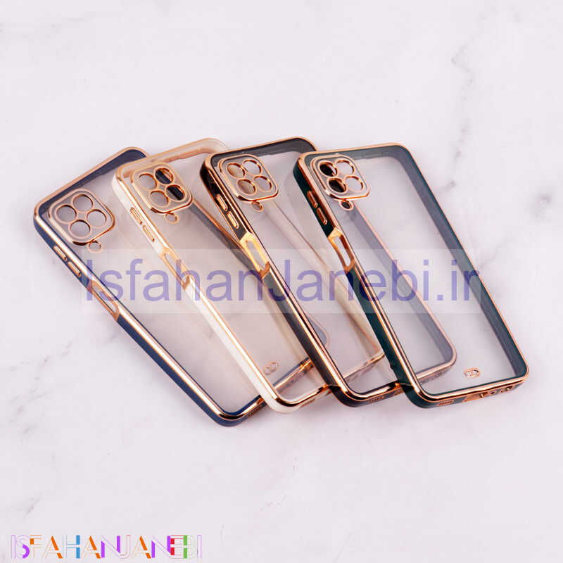 اصفهان جانبی-قاب Chrome دور طلایی محافظ لنزدار Samsung Galaxy A22 4G