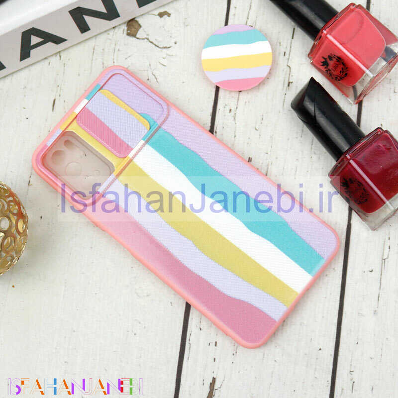 اصفهان جانبی-قاب طرحدار محافظ لنزدار کشویی + پاپ سوکت طرح رنگین کمان شیائومی Poco M3 Pro سری B