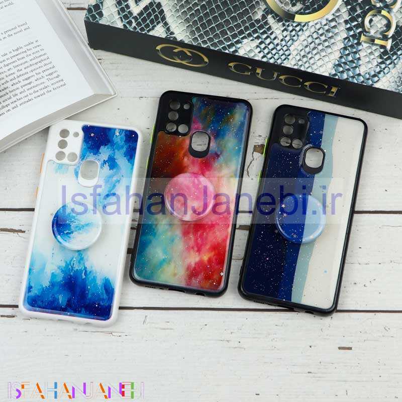اصفهان جانبی-قاب محافظ لنزدار رزین رنگین کمانی پاپ سوکت دار Samsung A21s