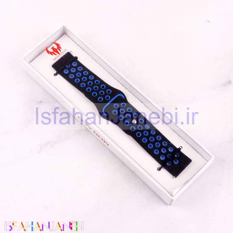 اصفهان جانبی-بند ساعت هوشمند طرح نایک 22mm مشکی آبی
