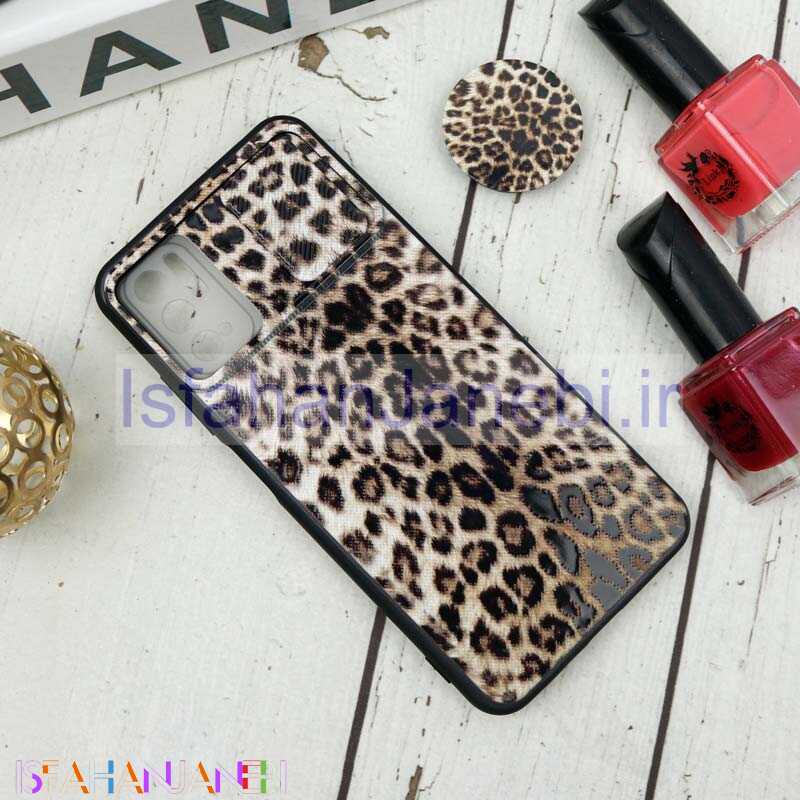 اصفهان جانبی-قاب طرحدار محافظ لنزدار کشویی + پاپ سوکت طرح پلنگی شیائومی Poco M3 Pro سری B