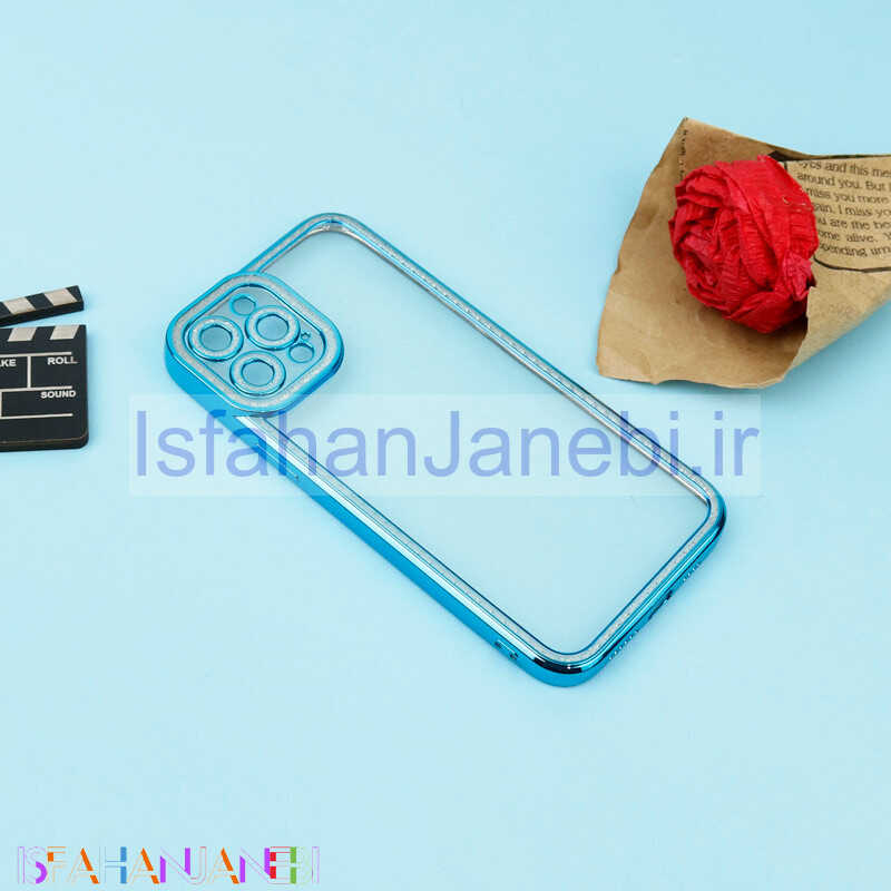 اصفهان جانبی-قاب ژله ای نگین دار محافظ لنزدار iPhone 12 Pro Max آبی