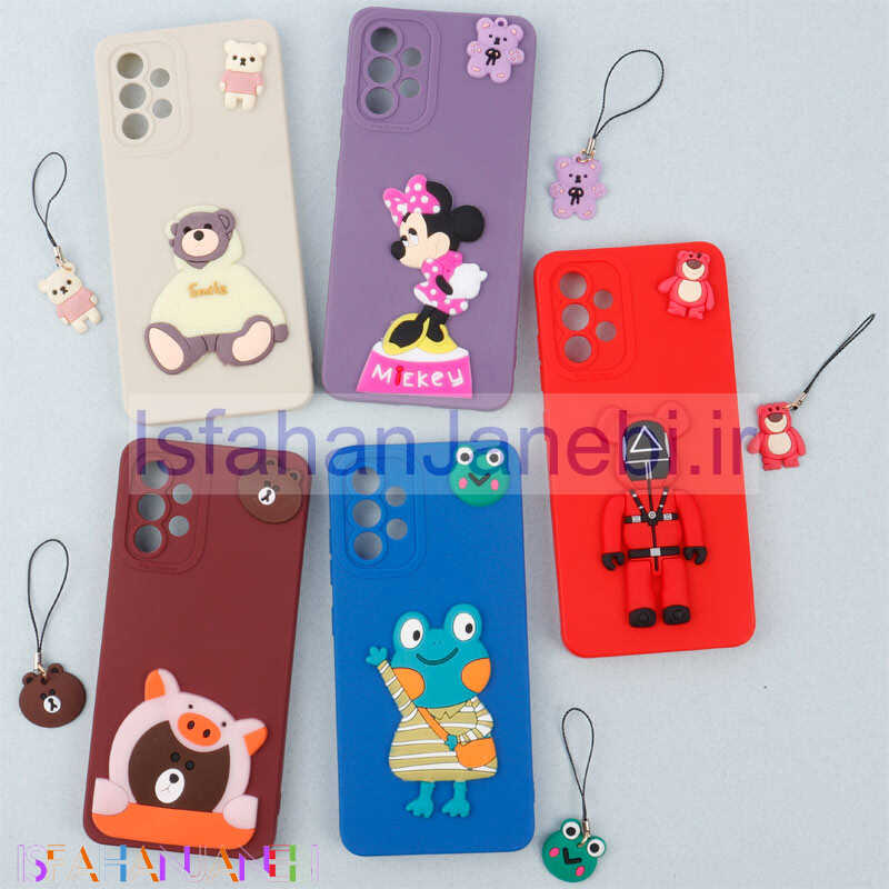 اصفهان جانبی-قاب عروسکی برجسته محافظ لنزدار Samsung Galaxy A32 4G + آویز