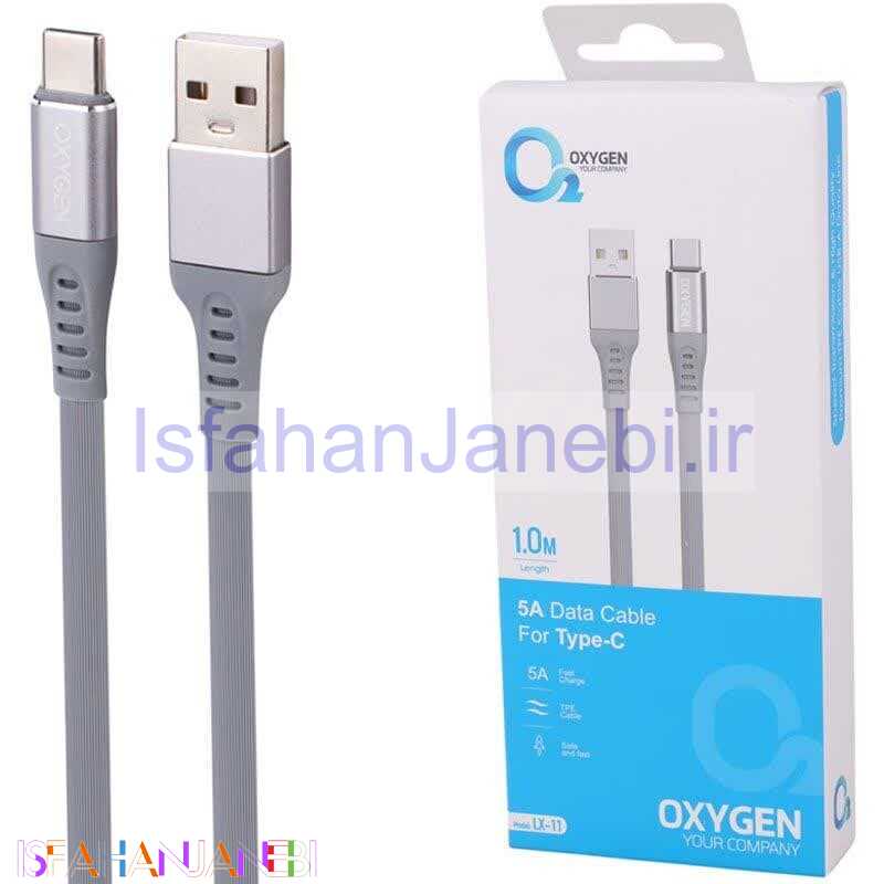 اصفهان جانبی-کابل تایپ سی فست شارژ Oxygen LX-11 5A 1m